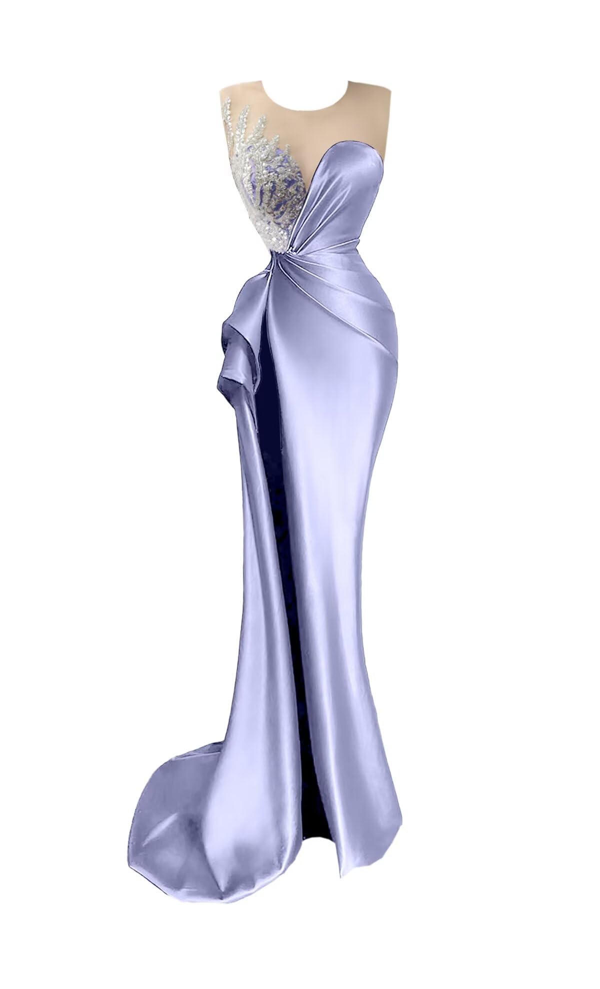 Beaded Prom Dresses for Women Deep V-Neck Mermaid Formal Dress with Slit Sexy Evening Gowns DR0344