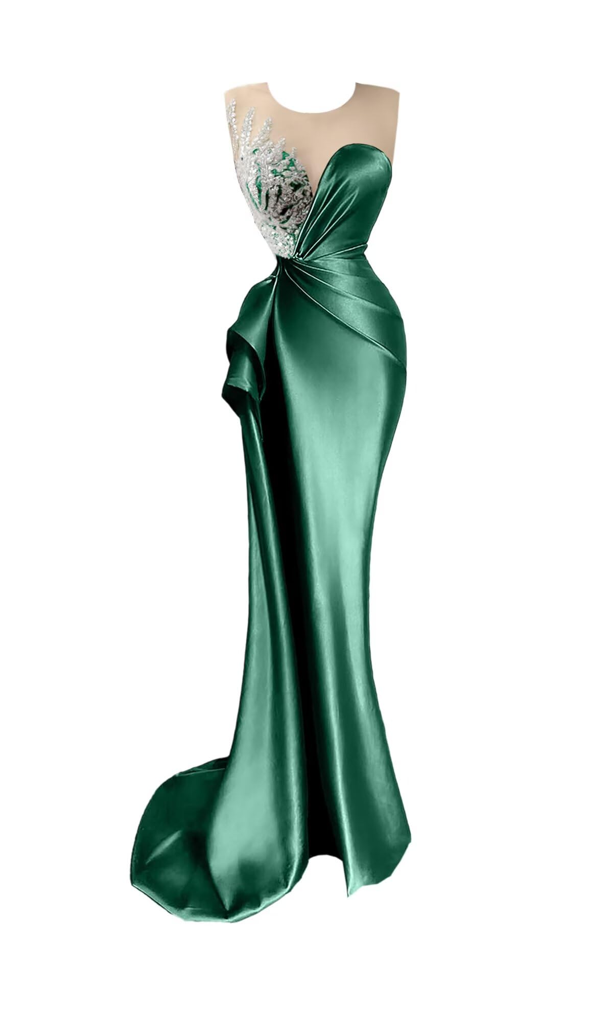 Beaded Prom Dresses for Women Deep V-Neck Mermaid Formal Dress with Slit Sexy Evening Gowns DR0344