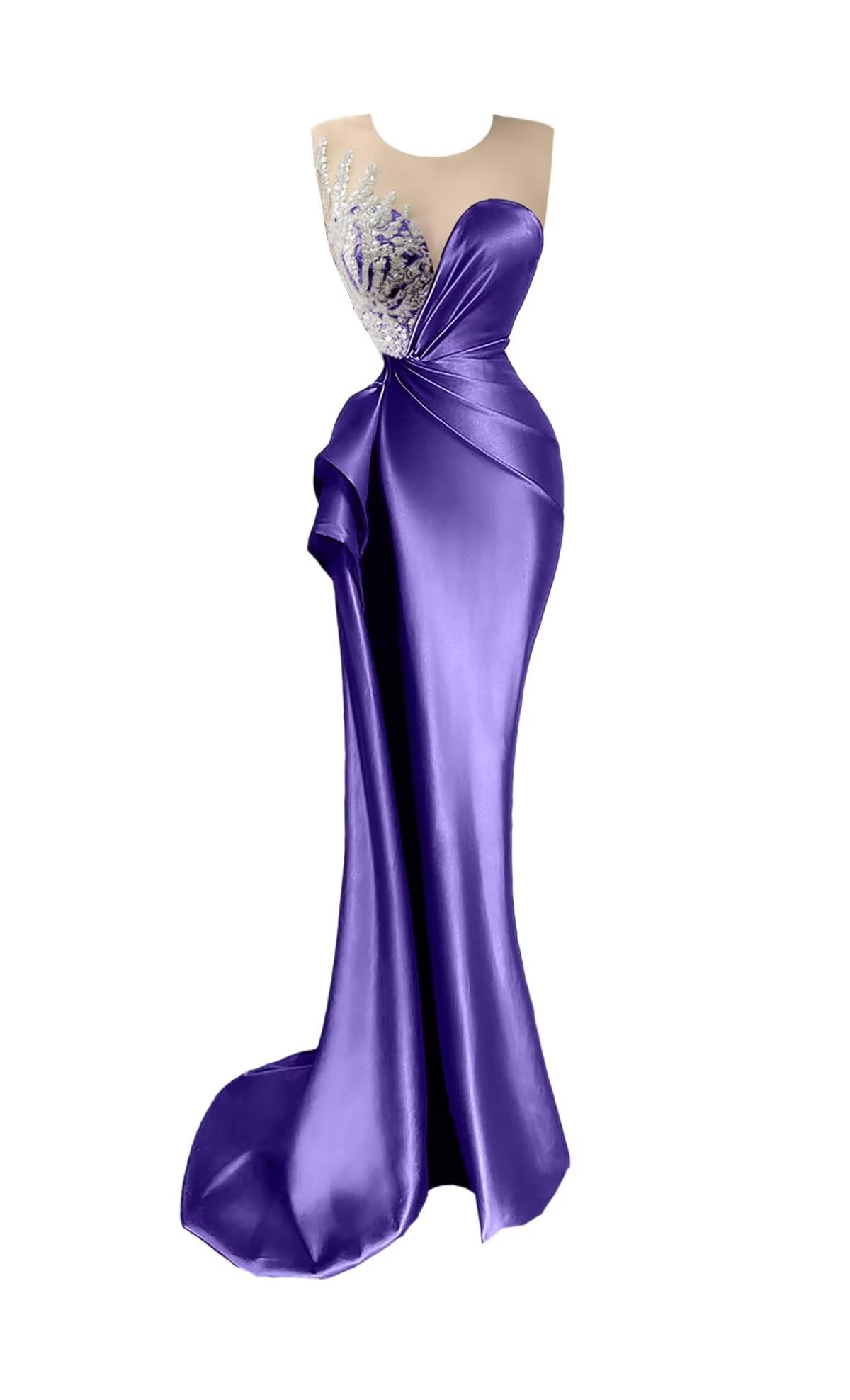 Beaded Prom Dresses for Women Deep V-Neck Mermaid Formal Dress with Slit Sexy Evening Gowns DR0344