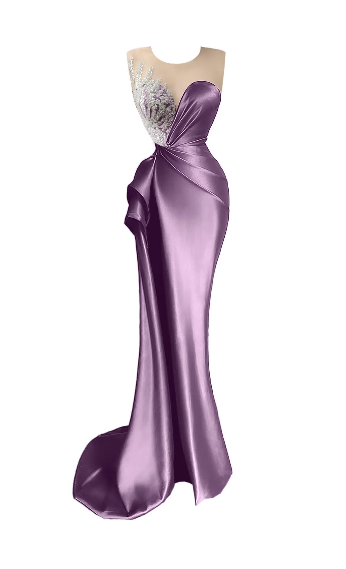 Beaded Prom Dresses for Women Deep V-Neck Mermaid Formal Dress with Slit Sexy Evening Gowns DR0344