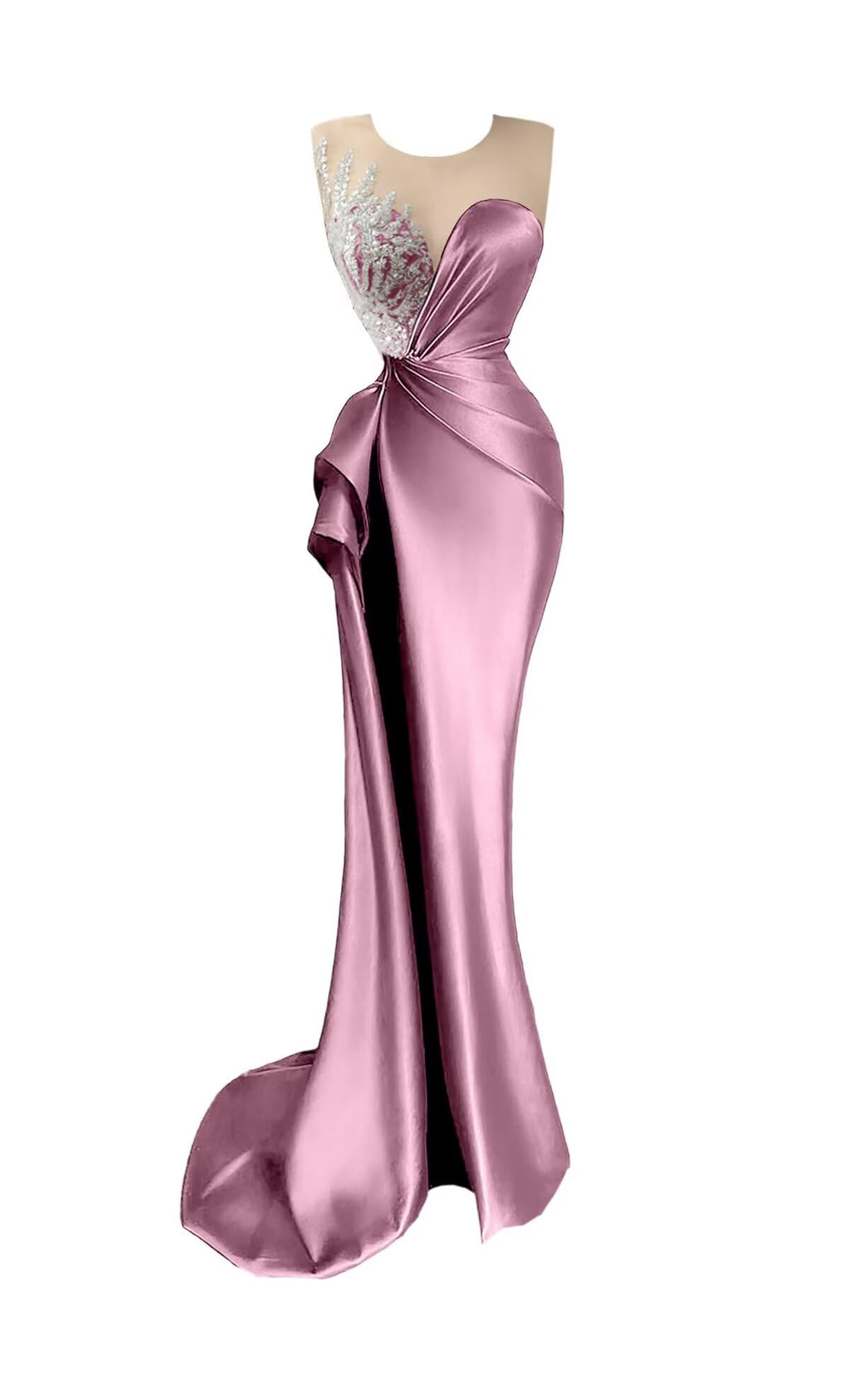 Beaded Prom Dresses for Women Deep V-Neck Mermaid Formal Dress with Slit Sexy Evening Gowns DR0344