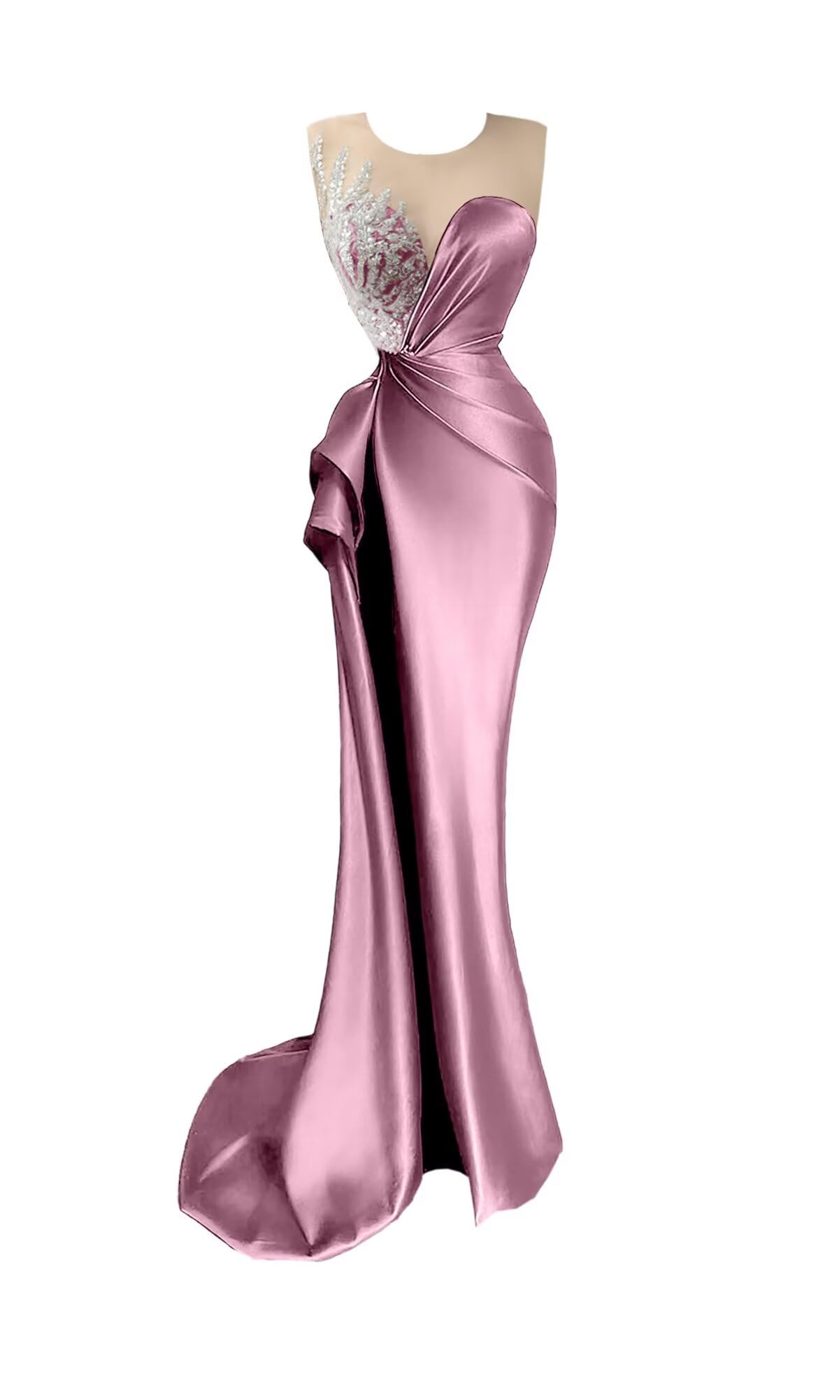 Beaded Prom Dresses for Women Deep V-Neck Mermaid Formal Dress with Slit Sexy Evening Gowns DR0344