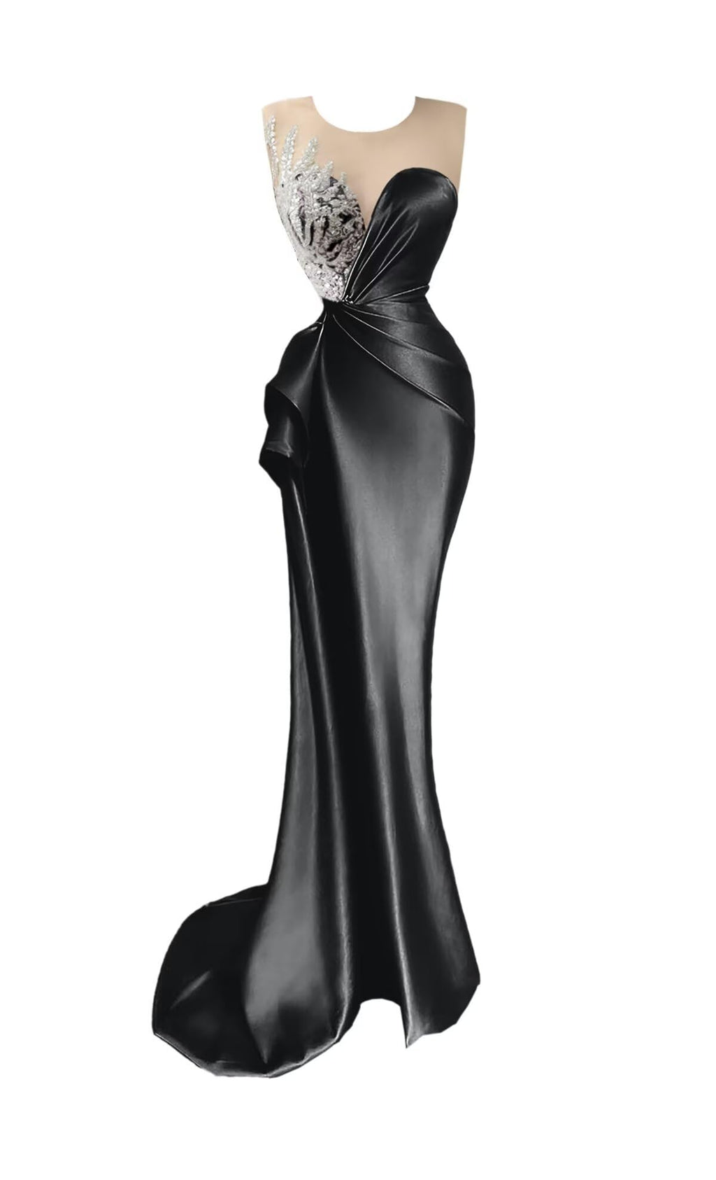 Beaded Prom Dresses for Women Deep V-Neck Mermaid Formal Dress with Slit Sexy Evening Gowns DR0344