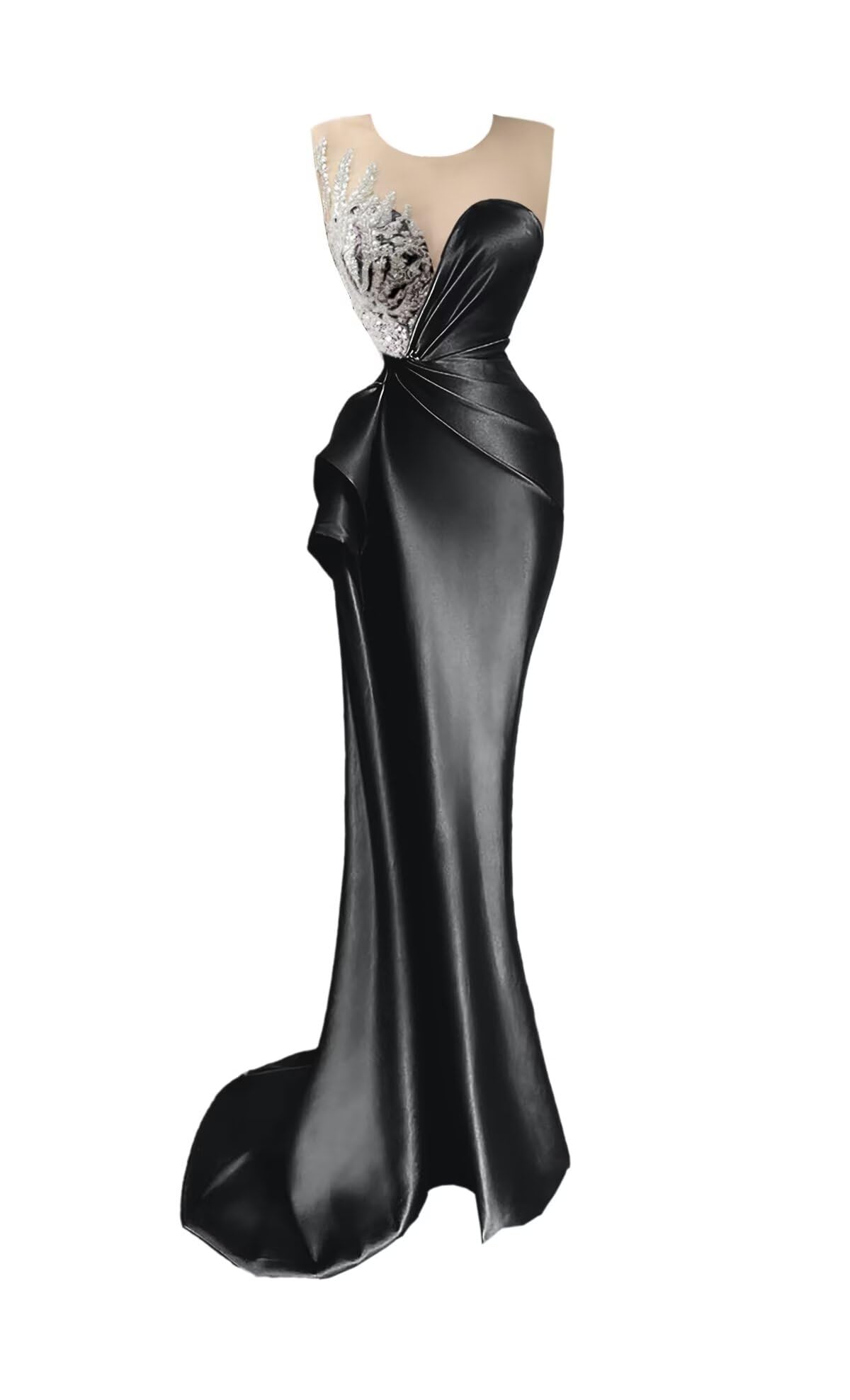 Beaded Prom Dresses for Women Deep V-Neck Mermaid Formal Dress with Slit Sexy Evening Gowns DR0344