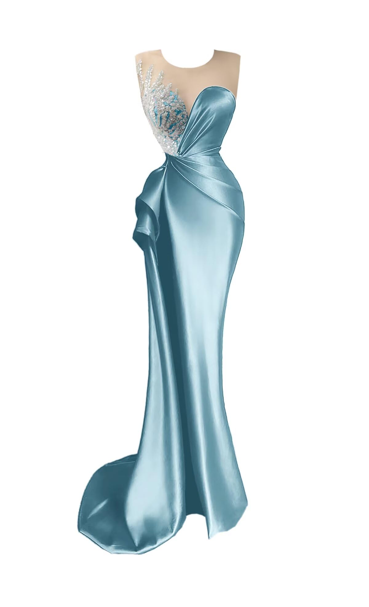 Beaded Prom Dresses for Women Deep V-Neck Mermaid Formal Dress with Slit Sexy Evening Gowns DR0344